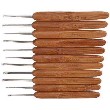 Imagem de 11pcs Compactos Ganchos de crochê, Ferramenta de Tecelagem Portátil de Agulhas de crochê de 0,5 a 3 Mm de Comprimento Com Alça de Madeira para Mãos Artríticas, Iniciantes e