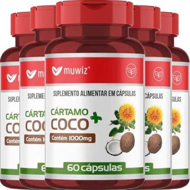 Imagem de KIT 5x Óleo De Cártamo Com Óleo De Coco - 60 Cápsulas Muwiz