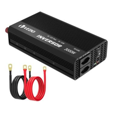 Imagem de Inversor de Tensão Veicular 12V para 110V 3000W - Conversor de Energia Portátil com Onda Senoidal Modificada, Proteção Multicircuito e Saídas AC/DC para Carros, Barcos e Emergências
