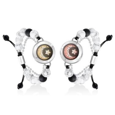 Imagem de TOTWOO Pulseiras de toque de longa distância para casais, iluminação inteligente e vibração para casais amorosos, pulseira de pedra de cura | Presentes de relacionamento de longa distância para