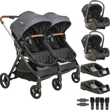 Imagem de Carrinho Kiddo para Gemeos com 2 Bebe Conforto 2 Base Speedy Grafite