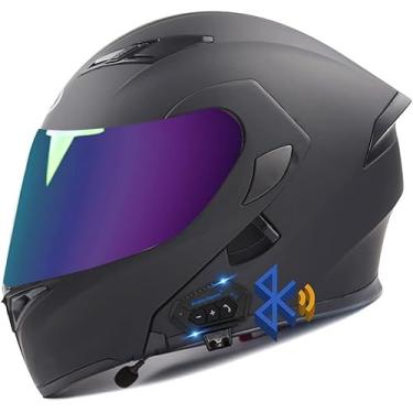 Imagem de Capacete Bluetooth De Motocicleta Modular, Capacete De Motocicleta Flip Up Ti-collision Capacete Integral Ti-fog Com Guarda-sol Duplo Capacete De Motocicleta Flip De Segurança C, I, M(57~58cm)