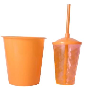 Imagem de 30 Kit Festa Baldinho Pipoca 1Lt + 30 Copos 400 Ml Lembrancinha Cinema Chá Reveleção (LARANJA)