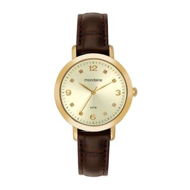 Imagem de Relógio MONDAINE feminino dourado marrom couro 99757LPMVDH3