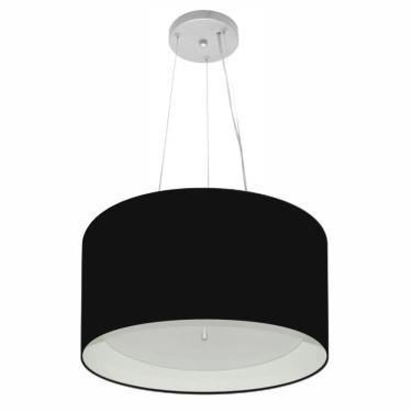 Imagem de Lustre Pendente Cilíndrico Md-4319 Cúpula Forrada em Tecido 40x25cm Preto / Branco - Bivolt