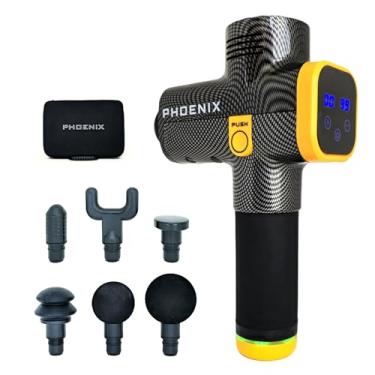Imagem de Pistola Massageadora Phoenix Profissional, Massageador Phoenix A2, NOTA FISCAL, ENVIO DO BRASIL, Tela LED 20 Velocidades e 6 Cabeças de Massagem