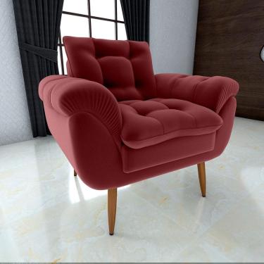 Imagem de Poltrona Decorativa Xangai 1 Lugar Veludo Vermelho - Matrix