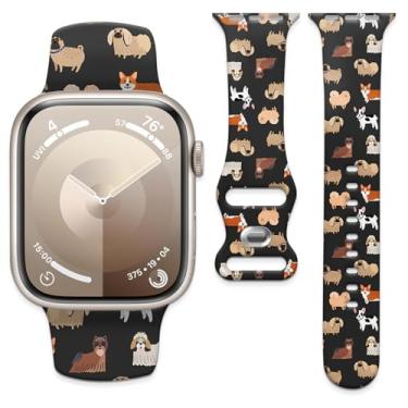 Imagem de Pulseira de relógio compatível com Apple Watch de 38 mm, 40 mm, 41 mm e 42 mm, pulseira de substituição com fecho clássico para Apple Watch Series SE 10, 9, 8, 7, 6 5, Utral para mulheres (cachorrinho