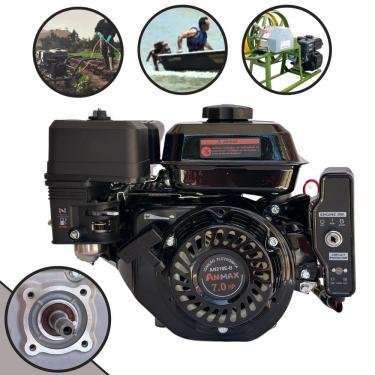 Imagem de Motor Estacionário Anmax AN210E À Gasolina Motor 4 Tempos 208cc 7HP de Potência 3.600rpm Partida Elétrica Com Eixo 19,05mm Chavetado Horizontal