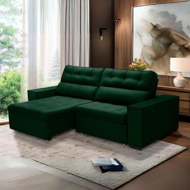 Imagem de Sofa Retratil Reclinavel 2 Lugares 2,40 Vitória Veludo Verde LansofBr