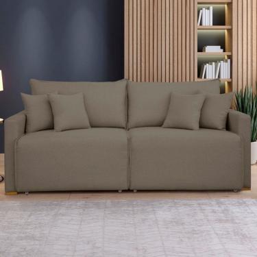 Imagem de Sofá Cama 2 Lugares Júlia Retrátil e Reclinável Veludo/Bege Escuro - Celflex