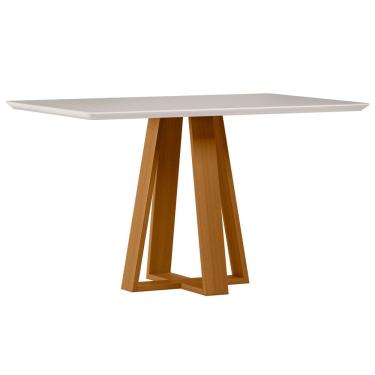 Imagem de Mesa de Jantar para 4 Lugares 1,35m Lectus Tampo em Mdf com Vidro Ypê/Off White - New Ceval