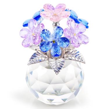 Imagem de YWHL Presentes de flores de cristal colorido para mulheres, estatuetas de vidro de cristal, decoração de casa, ornamentos colecionáveis feitos à mão para centros de mesa