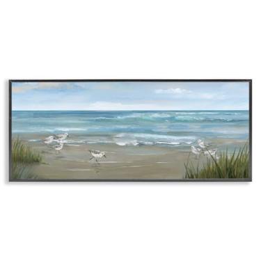 Imagem de Stupell Industries Design artístico giclée emoldurado Sandpiper View From Beach Black por Nan, 33 x 30