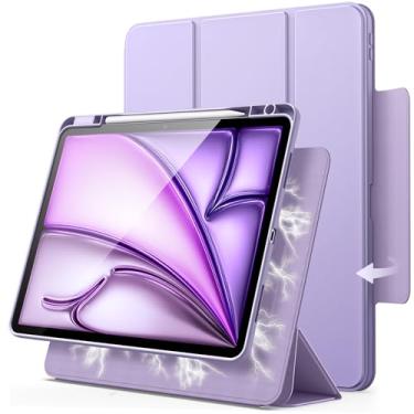 Imagem de JETech Capa Magnética Destacável para iPad Air 13 Polegadas M3/M2 (2025/2024) com Porta-Pencil, Case Transparente Giratória Removível, Suporte para Retrato/Paisagem (Roxo)