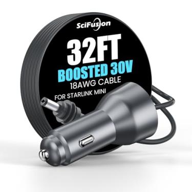 Imagem de Mini adaptador para carro Starlink, aumenta 12 V a 30 V/2 A CC, cabo impermeável de 18 AWG com plugue de isqueiro, cabo de alimentação estável para Starlink Mini RV/caminhão/uso externo