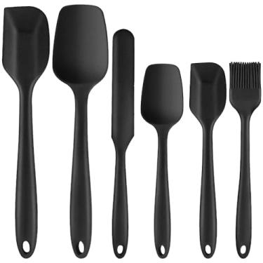 Imagem de JIDSPWLS Conjunto de espátula de borracha de silicone de grau alimentício para assar, cozinhar e misturar, resistente ao calor, antiaderente, lavável na lava-louças, livre de BPA, multicolorido