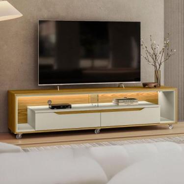 Imagem de Rack para TV Até 65 Polegadas Loop 2 Gavetas com Vidro e Led Cedro/Off