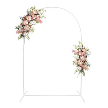 Imagem de AXHJ 6.8 Feet Balloon Arch Stand with Base for Floor, Rund Top Square Balloon Stand Arch Kits with Water Bags for Wedding, Birthday and Party Decorations
