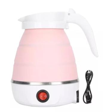 Imagem de Chaleira Elétrica Dobrável de Silicone com Placa de Aquecimento em Aço Inoxidável para Viagens e Camping Econômica e Rápida - ROSA