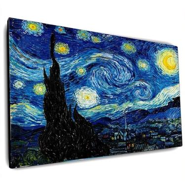 Imagem de Quadro Decorativo A Noite Estrelada de Van Gogh – Impressão em Tela, Arte Clássica Pós-Impressionista. (68x50cm, borda infinita)