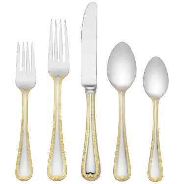 Imagem de Conjunto de Talheres, Sofisticação e Durabilidade para Sua Casa com 5 Peças e Material de Aço Inoxidável, LENOX 6056188, Prata e Dourado