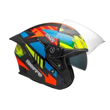 Imagem de Capacete Moto Aberto Bieffe B-pace Aragon Preto Colorido Com Oculos Solar Interno (62)