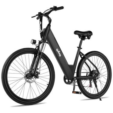 Imagem de Bicicleta Elétrica Urbana Step-Thru Qlife Cityone, Bateria Removível 36V Certificação UL2849, Rodas 26", Suspensão Frontal, Pneus 2,1"