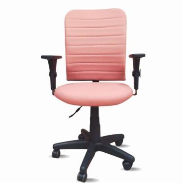 Imagem de Cadeira Escritório Com Rodinhas Rosa Ergonômica Office Executiva Girat