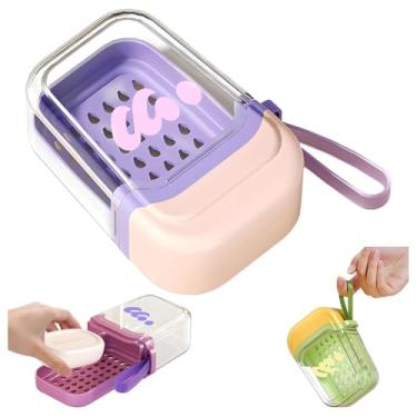 Imagem de Mini caixa de sabão portátil para viagem, dreno selado com tampa, recipiente de sabonete portátil para uso diário