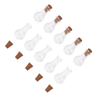 Imagem de 10 minigarrafas de vidro com rolhas de cortiça, recipiente de armazenamento de artesanato de arte faça você mesmo, pequenos frascos de vidro, pequenos frascos de rolha para decoração de casamento de