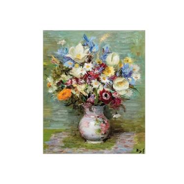 Imagem de Pôster e impressões em tela de flores vintage - reprodução de pintura de arte de parede famosa - Flores 8 imagens para sala de estar 90 x 108 cm 35 x 42 polegadas sem moldura