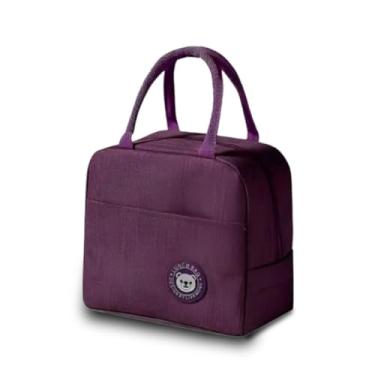 Imagem de Bolsa Térmica Lancheira Marmiteira Reutilizável Academia Trabalho Escola Passeio Fitness Portátil Masculina Feminina Infantil Com Alça E Ziper (VINHO)