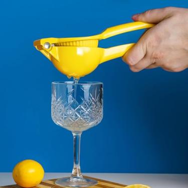 Imagem de Espremedor manual de limão – espremedor de frutas cítricas, espremedor de suco de alumínio portátil para limões, limões e laranjas pequenas - amarelo