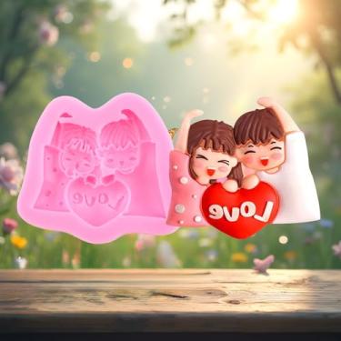 Imagem de Molde de silicone para meninos e meninas, moldes de fondant para decoração de bolos, topo de cupcake, argila de polímero, doces, pasta de goma de chocolate