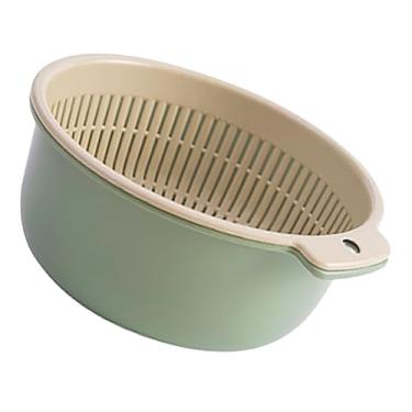 Imagem de Generic Bacia de Drenagem de Dupla Camada, Cesta de Lavagem de Frutas e Legumes, Camada Dupla de Plástico Resistente, Redonda, Espessada para Dormitório (Verde Nórdico)