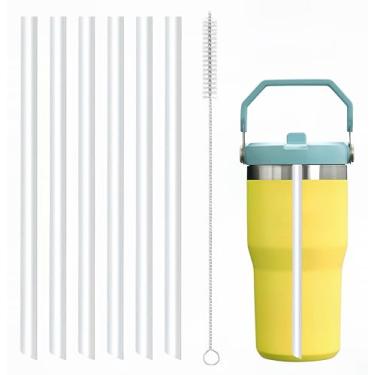 Imagem de 6 palhetas de substituição compatíveis com Stanley IceFlow 590 ml, canudo reutilizável para copo Stanley IceFlow Flip de 590 ml, com 1 escova de limpeza