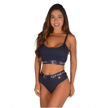 Imagem de Conjunto Top Calcinha Canelado Lingerie Conforto Elástico Largo Susten