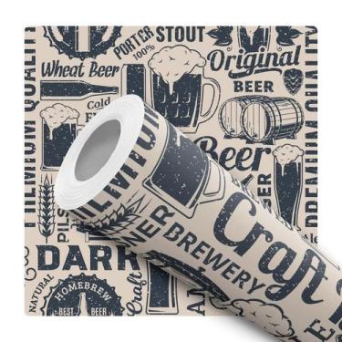 Imagem de Papel de Parede Adesivo Bege Vintage Cerveja Beer Chopp Bar Cozinha Mo