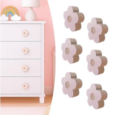 Imagem de 6 Puxadores Flor Rosa Infantil Cômoda Gaveta Móveis Porta Quarto