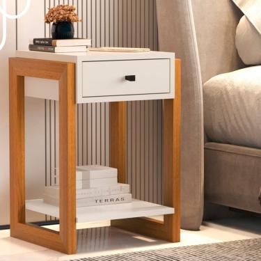 Imagem de Mesa de Cabeceira com 1 Gaveta Mexico Perola Brilho