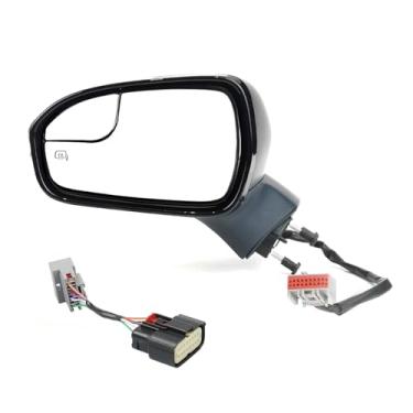 Imagem de Dexepe Conjunto de espelho lateral do motorista atualizado compatível com Ford Fusion 2013-2022, com aquecimento elétrico, seta, luz de poça, espelho de ponto cego (7 pinos à esquerda sem pintura)