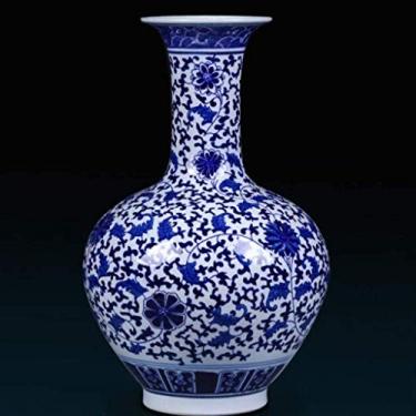Imagem de Vaso de teto grande cerâmica azul e branco porcelana ameixa garrafa chinesa mesa porcelana antiga decoração de sala de estar WHLONG decoração de casa