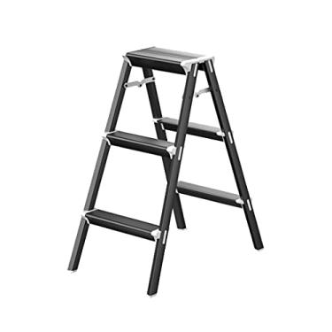 Imagem de Escadas dobráveis Escada de 3 degraus pequena prateleira de escada de alumínio banquinho dobrável leve com pedal antiderrapante e largo para cozinha doméstica (branca) escada resistente (cor: escada A