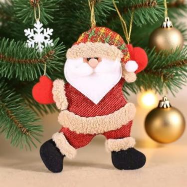 Imagem de Enfeite de tecido de boneco de neve de Papai Noel dançante, decoração fofa de pendurar para boneca, pingente de Natal pequeno para árvore, grinalda ou presente (branco)