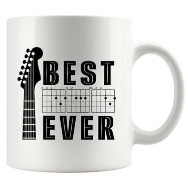 Imagem de Best Dad Ever Guitar Dad Guitarrista Presentes de Filho Filha Esposa Dia dos Pais Apreciação Guitarrista Dad Novidade Caneca de Cerâmica 325 ml Branca