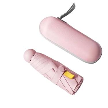 Imagem de Mini Guarda Chuva Sombrinha Cápsula Ultra Light Proteção UV Sol Chuva Portátil De Bolso(Rosa Claro)