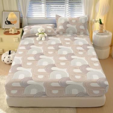 Imagem de Jogo De Lençol 3 Peças Com Elástico Casal Estampado Nao Desbota e Toque Macio Micropercal 400 Fios(Arco Lunar)