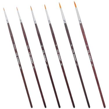 Imagem de 6 pincéis de delineador para pintura, pincel de delineador extralongo para aquarela, altamente flexível, pincel de ponta fina para aquarela, guache a óleo de acrílico