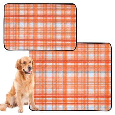 Imagem de CEBUGI Almofadas de xixi laváveis para cães, pacote com 2, almofadas impermeáveis para filhotes de cachorro, antiderrapantes, à prova de vazamento, para cama de cercadinho, aquarela, xadrez